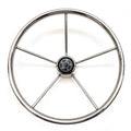 Boat Destroyer Steering Wheel - 15 1/4 Inch 5 Spoke SS