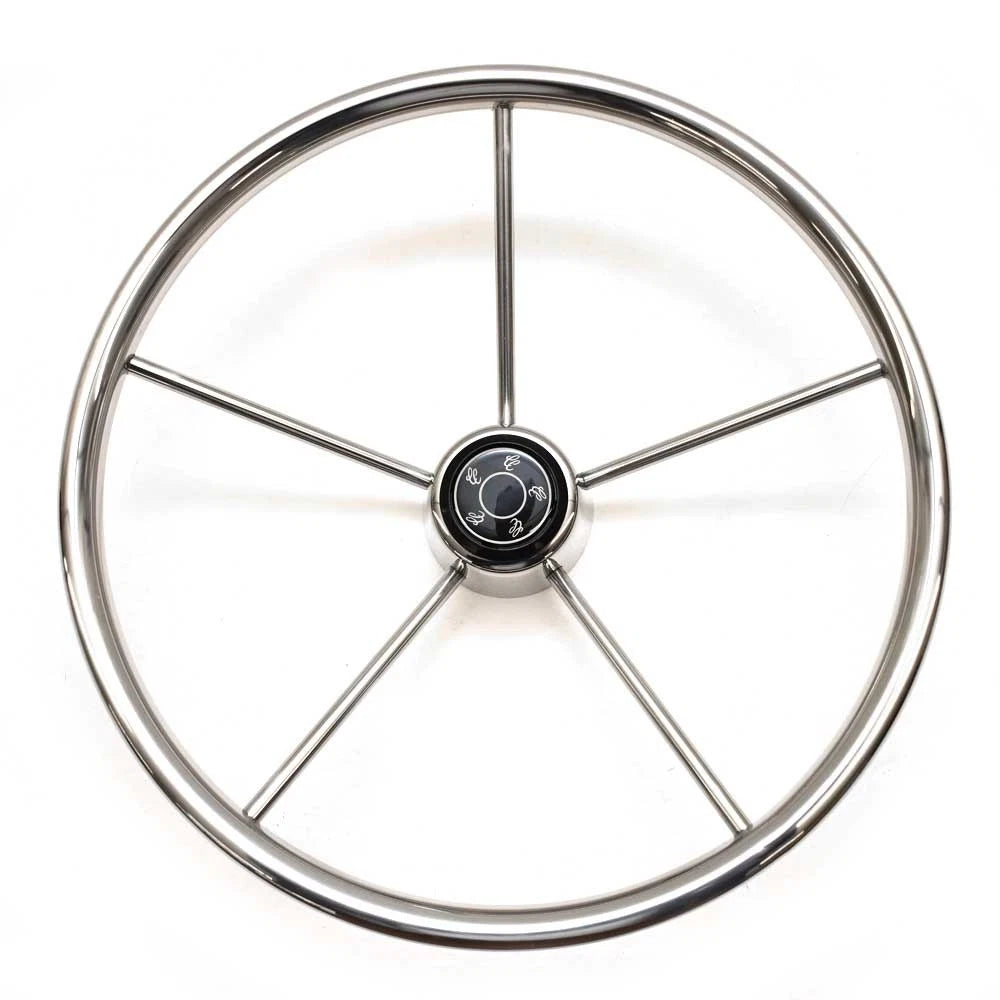 Boat Destroyer Steering Wheel - 15 1/4 Inch 5 Spoke SS