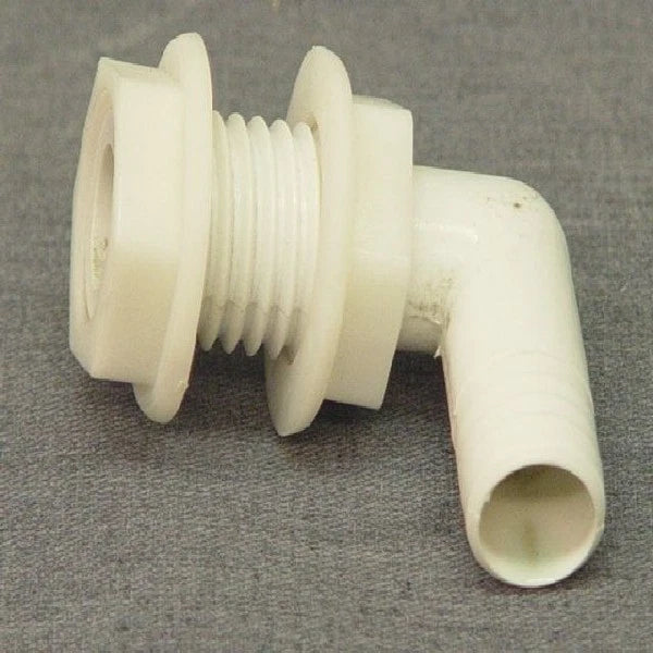 Boat Thru Hull Fitting - 90 Degrees 3/4 Inch Off White Plastic