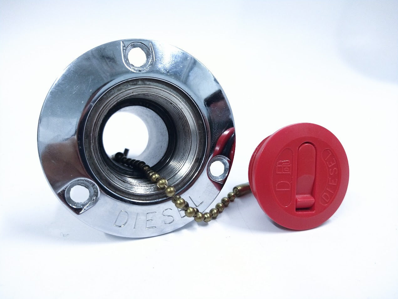 Marine Boat Chrome Diesel Fuel Gas Deck Fill with Keyless Red Cap 2