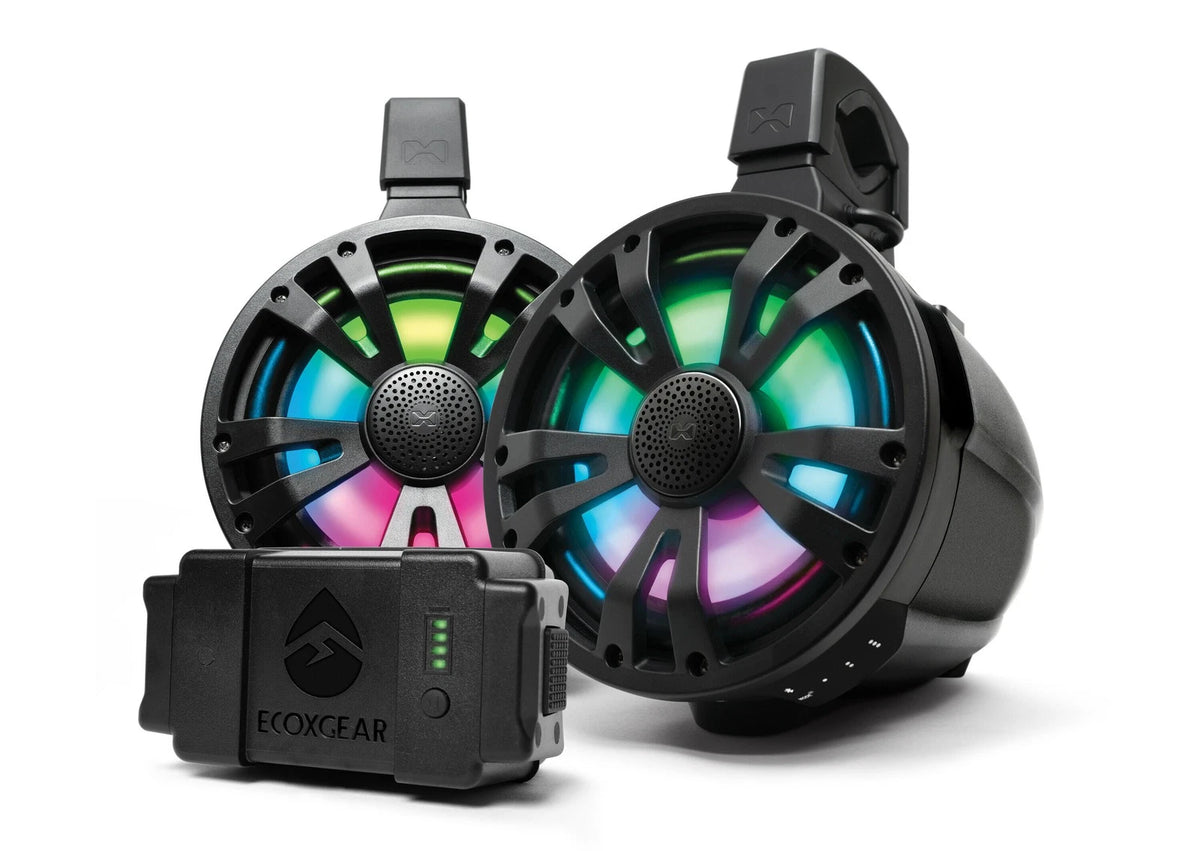 ECOXGEAR Extrmtower 2 Pack 8" Marine Speakers with Bluetooth & RGB LED