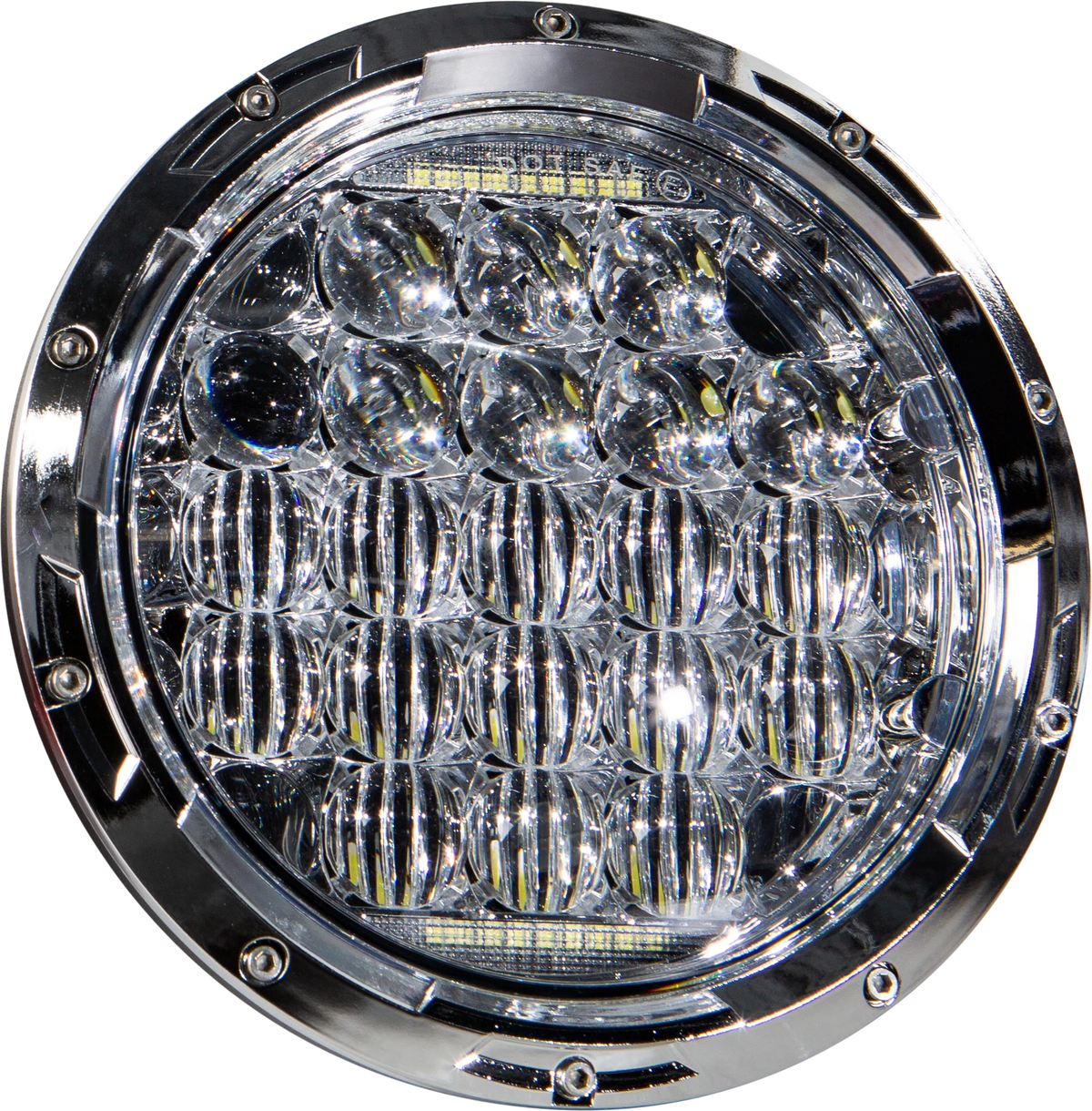 HARDDRIVE 7-inch LED Headlight 90W Chrome for V-Twin Motorcycles 3500/2400