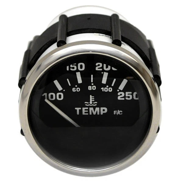 Faria Boat Temperature Gauge GPC612B - Larson Euro SS Black 2 Inch