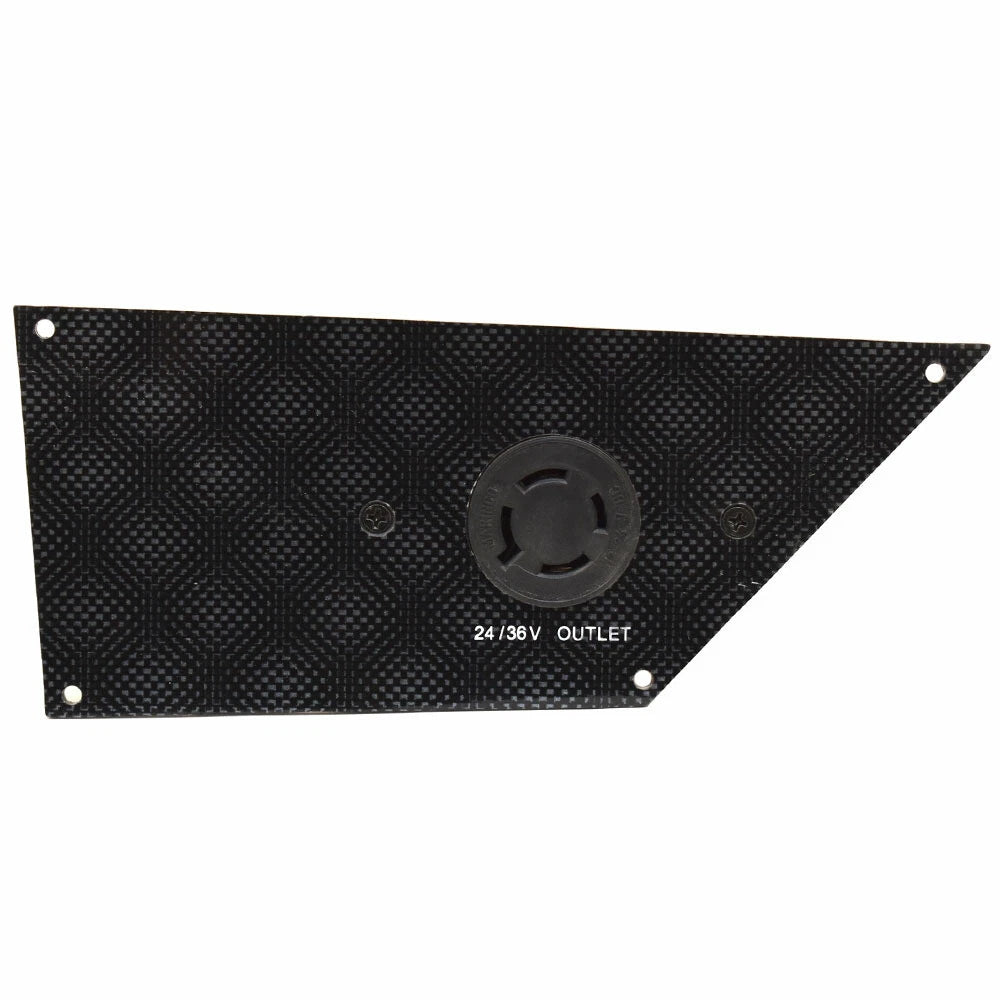 Bass CAT Boat Bow Panel with Receptacle - Black 8 3/4 X 3 3/4 Inch