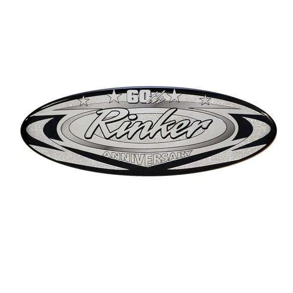 Rinker Boat Raised Emblem Decal - 60th Anniversary Silver - Black