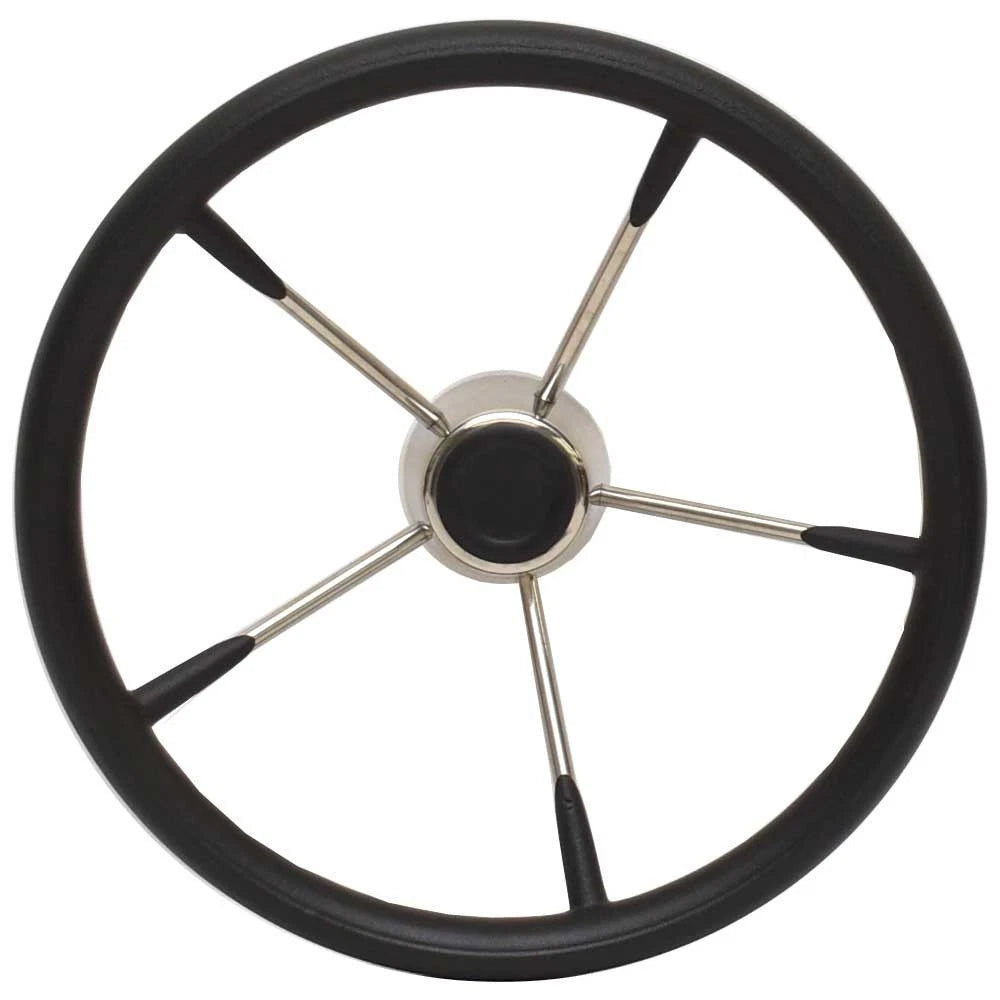 Boat Destroyer Steering Wheel 1525 - 15 1/2 Inch Stainless Black