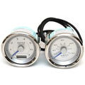 VeeThree Boat Gauge Set - Silver Blue 3 1/4 Inch (set of 2)