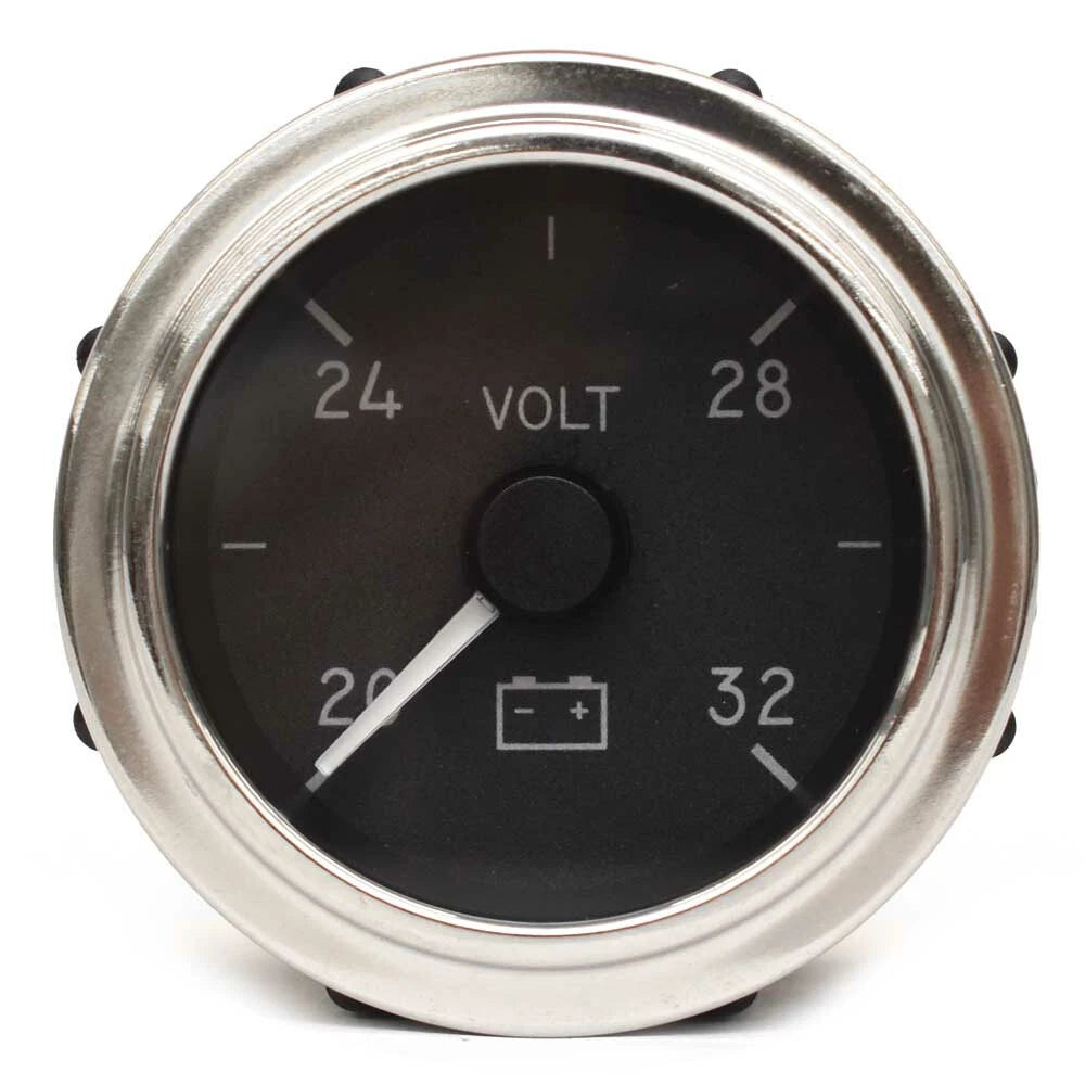 Faria Boat 20-32 Voltage Gauge VE0037A - 2 Inch Silver Black