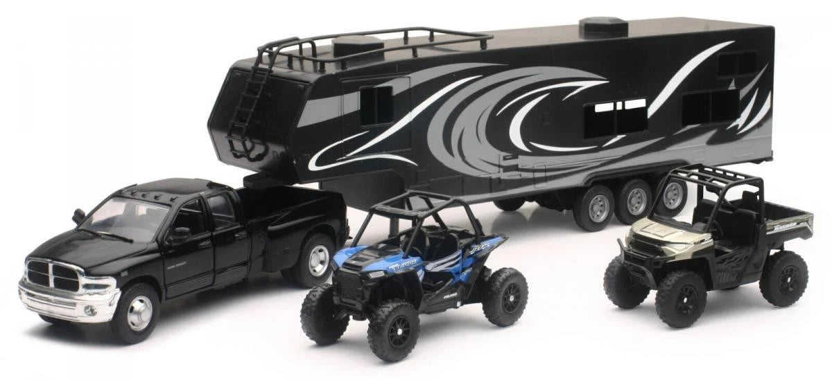 NEWRAY DIE CAST MODEL PICK UP HAULER, POLARIS SIDE BY SIDE VEHICLES, SCALE 1:32