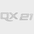 Rinker Boat Raised Decal - QX 21 Silver 8 3/4 X 2 3/8 Inch