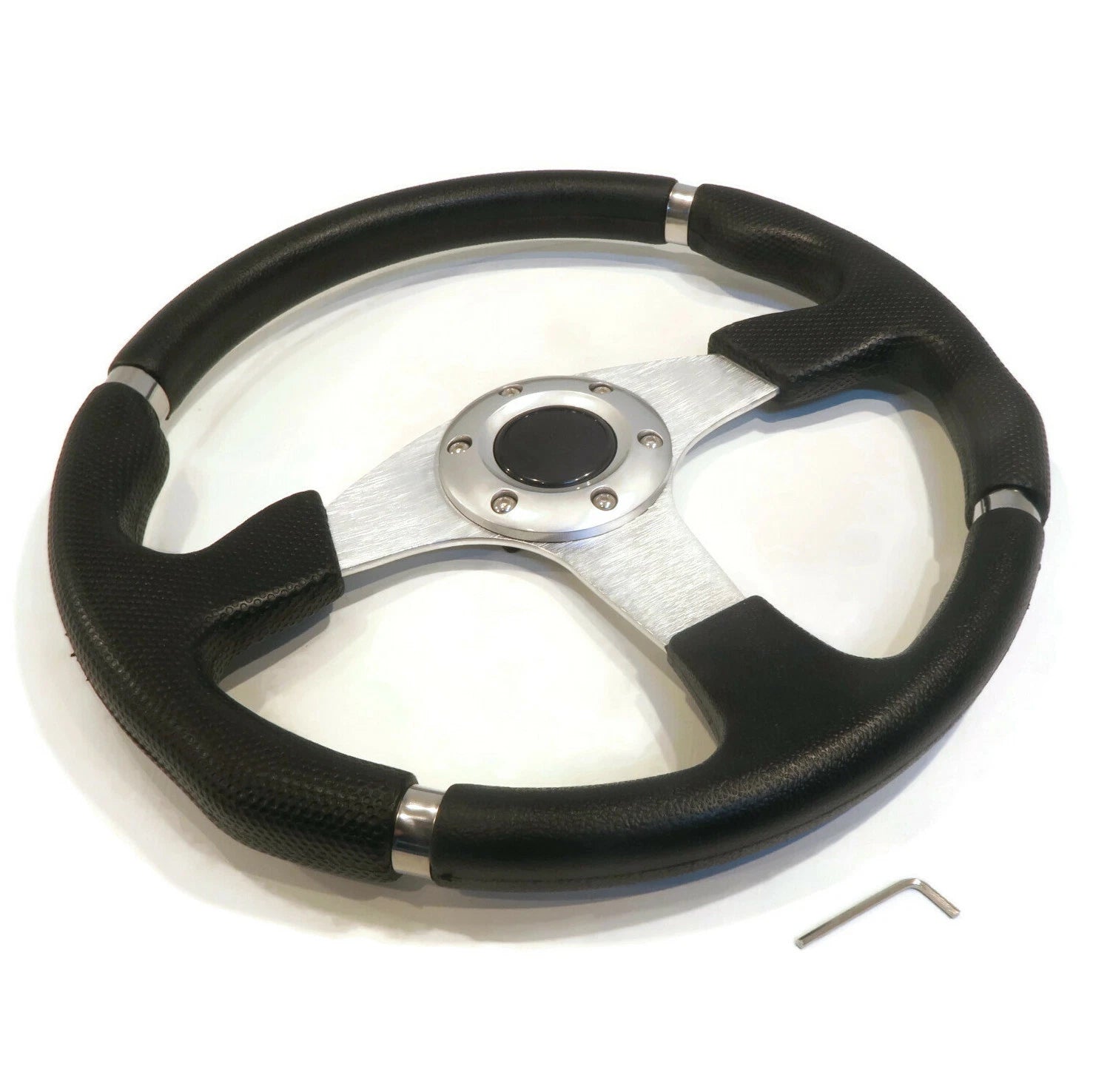 Universal 14" Steering Wheel Black/Chrome, GT Style for Utility Task Vehicle UTV