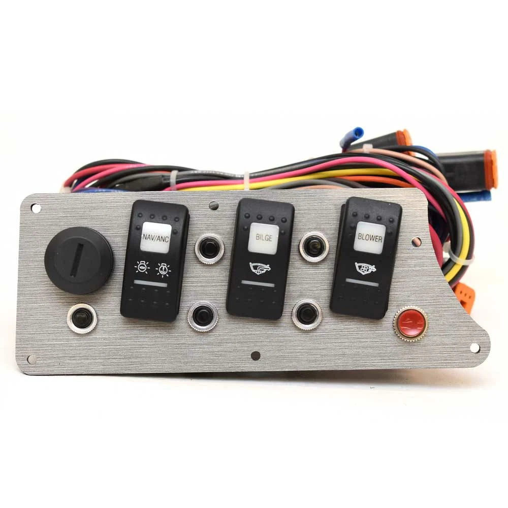 BH Electronics Boat Ignition Switch Panel AD-050-495 - 7 7/8 Inch Silver Plastic