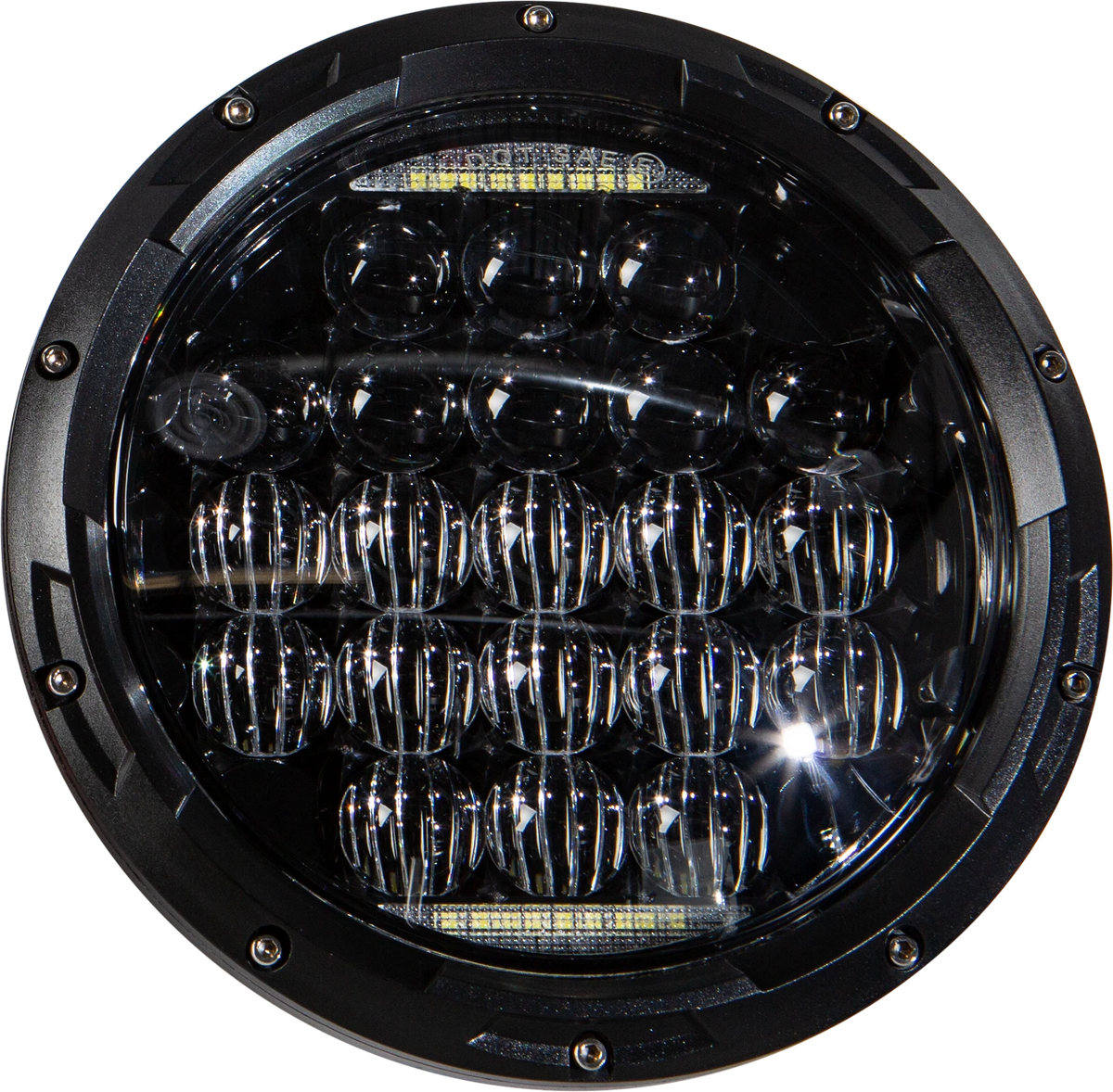 HardDrive 7" LED Headlight 90W Black for V-Twin Motorcycles, 3500/2400 Lumens