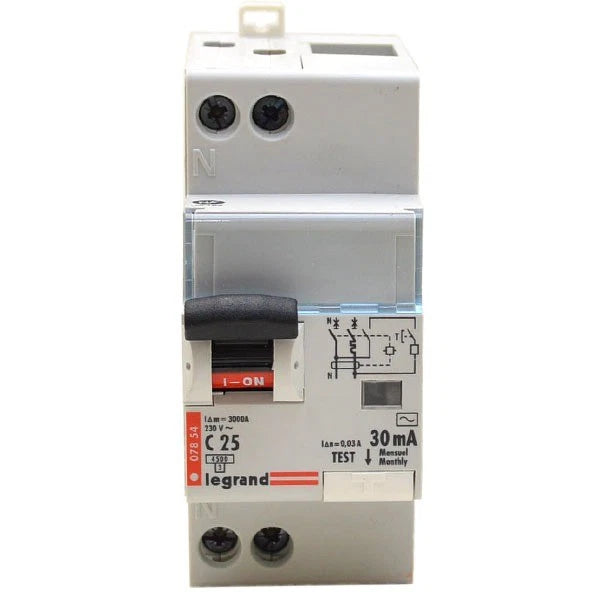 Legrand Boat Circuit Breaker 078-54 - 25A 30mA 230VAC