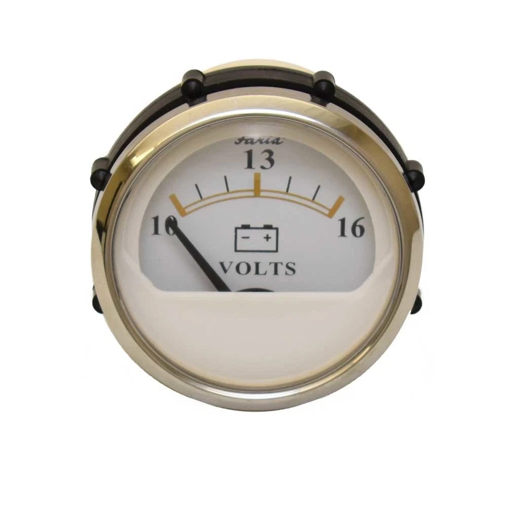 Faria Boat Volt Gauge VP4064A - Heritage 2 Inch Silver White 12 Volt