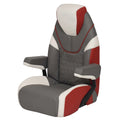 Pontoon Boat Captains Highback Helm Seat 126865 - Infinity Gray Red