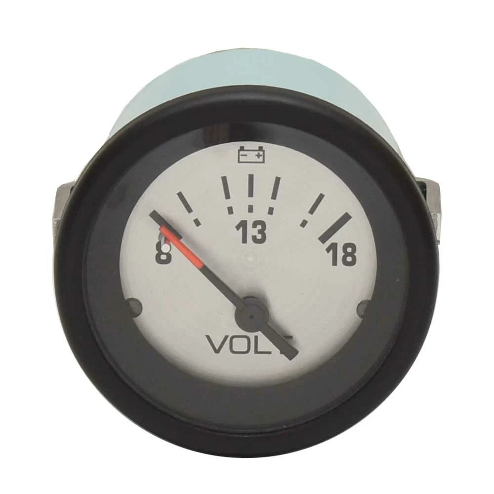 VeeThree Boat Voltmeter Gauge 69924 - 2 Inch Black Silver