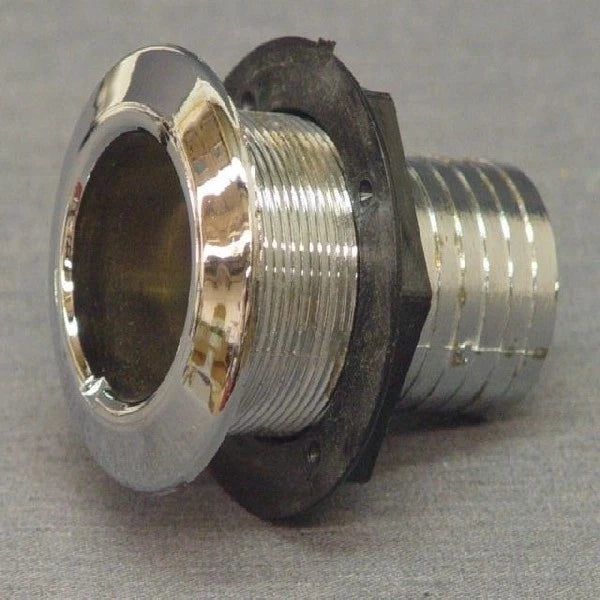 Boat Straight Thru Hull Fitting - 1 1/4 Inch Plastic Silver