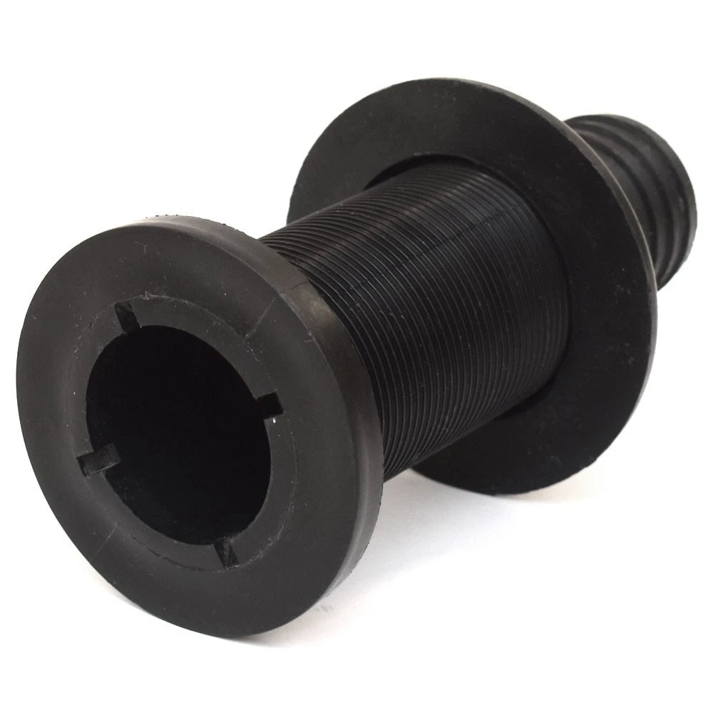 Blue Wave Boat Thru Hull Fitting - 1 1/2 Inch Barbed Black Plastic
