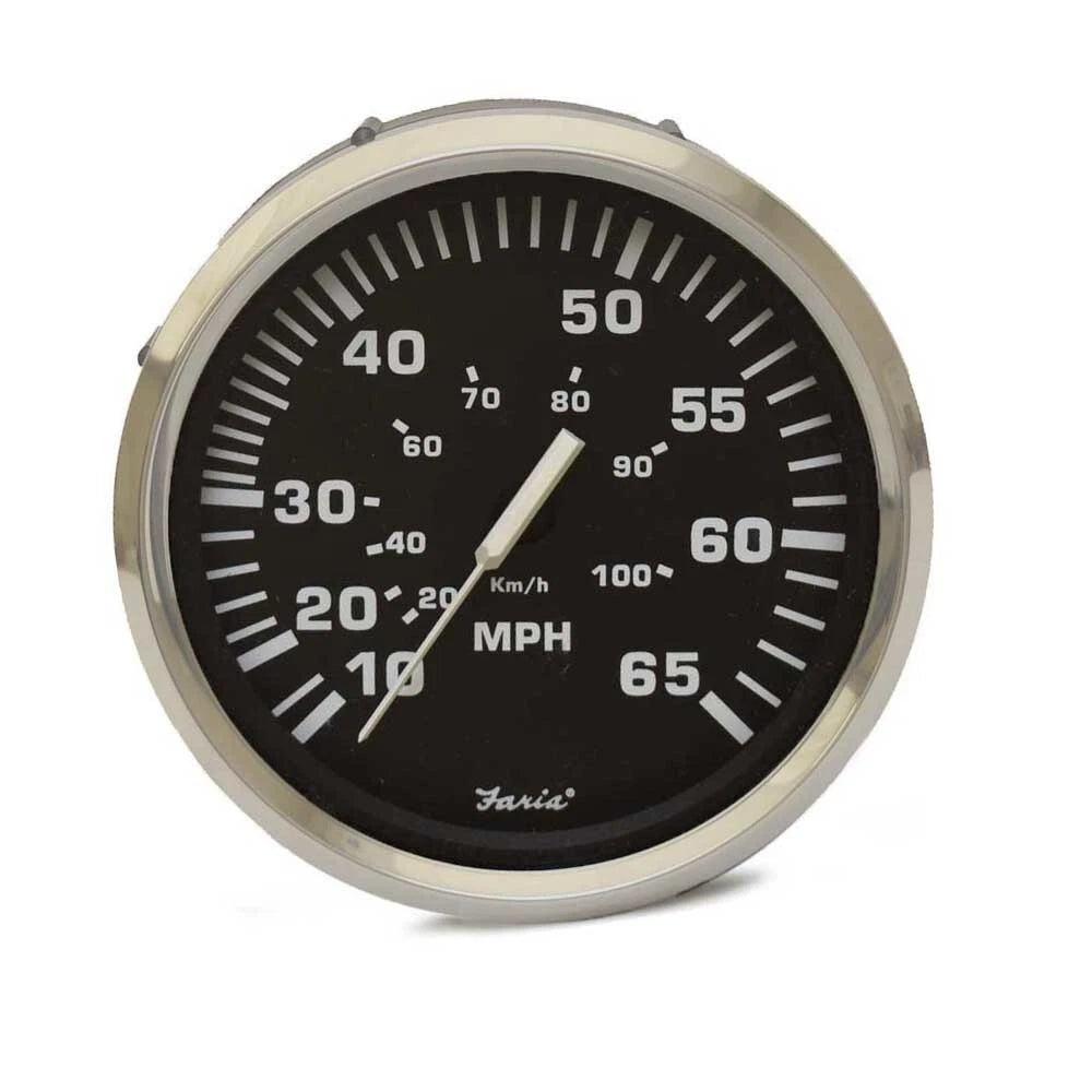 Faria Boat Speedometer Gauge SE9367A - Euro SS Black 4 1/4 Inch