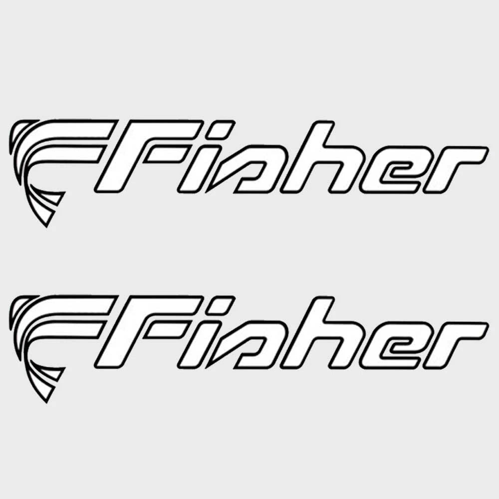 Fisher Boat Brand Decals 46050 - Black - White Stickers (pair)