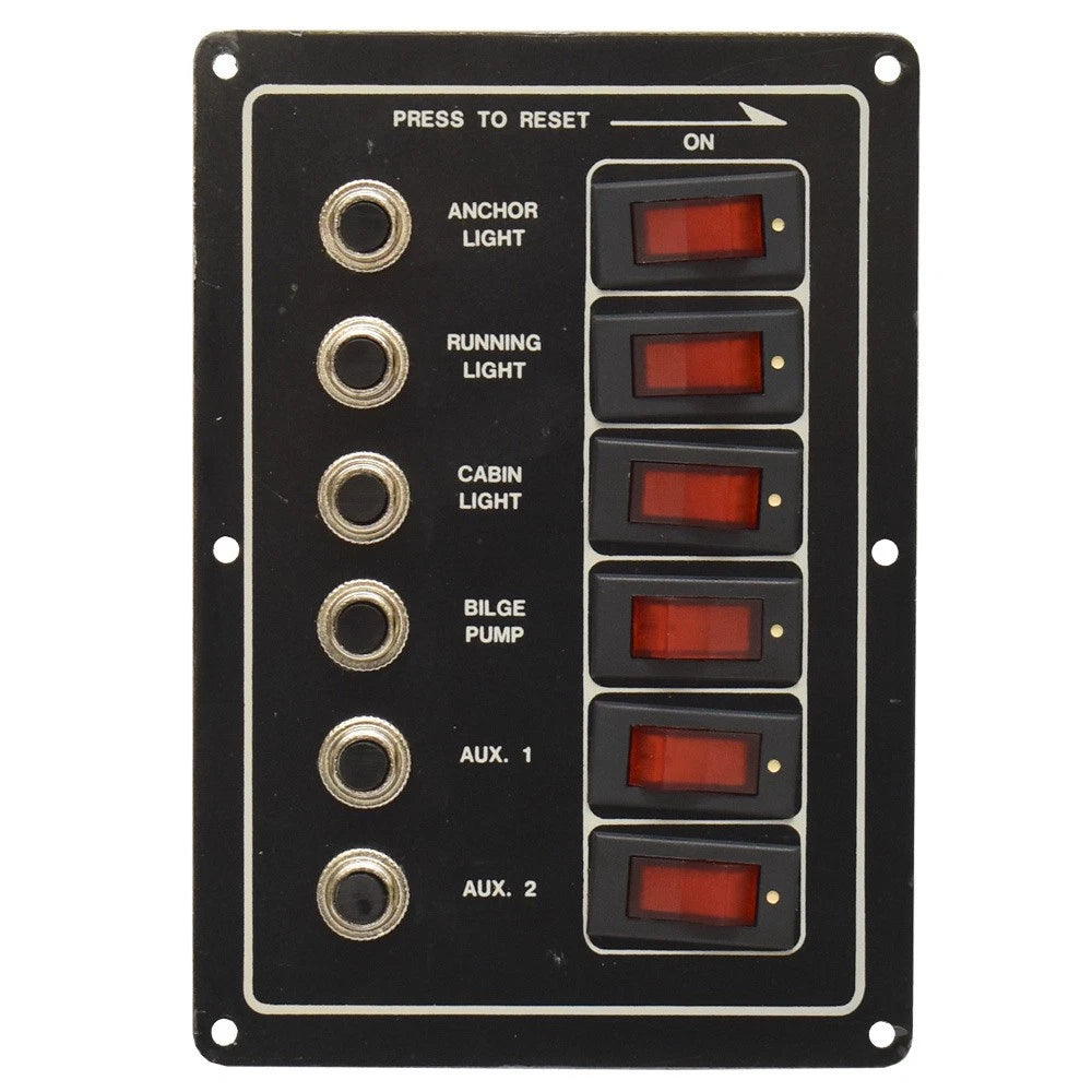 Whitecap Boat Switch - Breaker Panel SS3309 - Black Aluminum