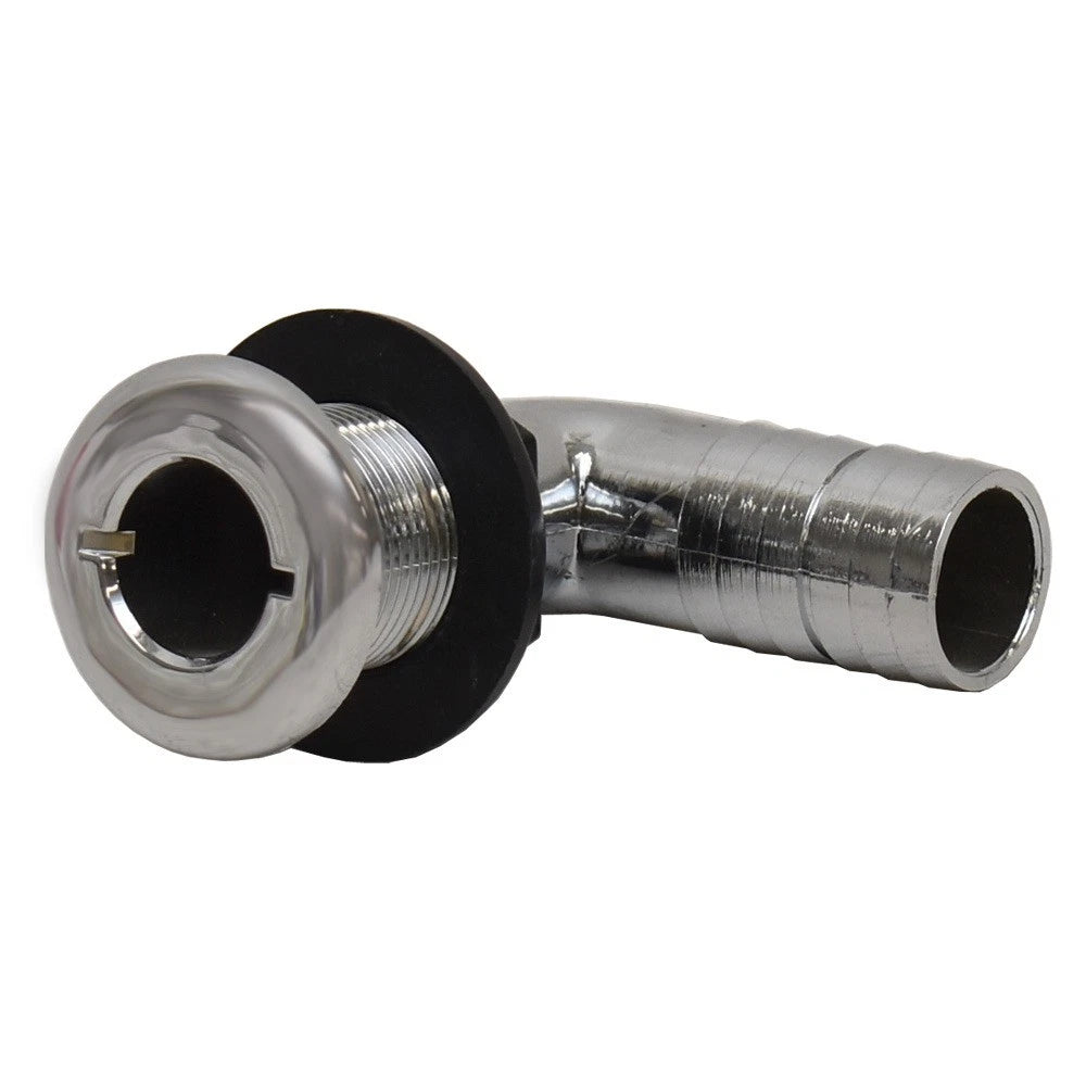 Boat Elbow Thru Hull Fitting - 1 1/8 Inch Silver Plastic