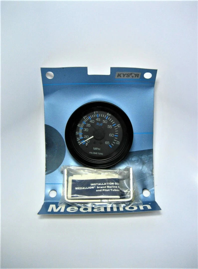 Medallion MS-571-20 3-3/4" Black Face - Bezel 0-65 MPH Outboard Gauge Kit