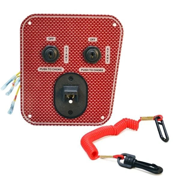 Wellcraft Boat Ignition Switch Panel 025-4119 - Dual Engine 6 Inch Red