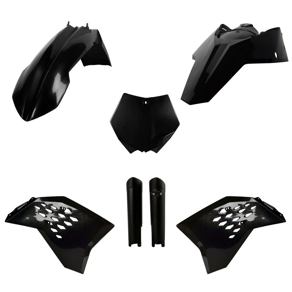 POLISPORT PLASTIC KIT + FORK GUARDS KTM SX/SX-F 2008-2010, BLACK
