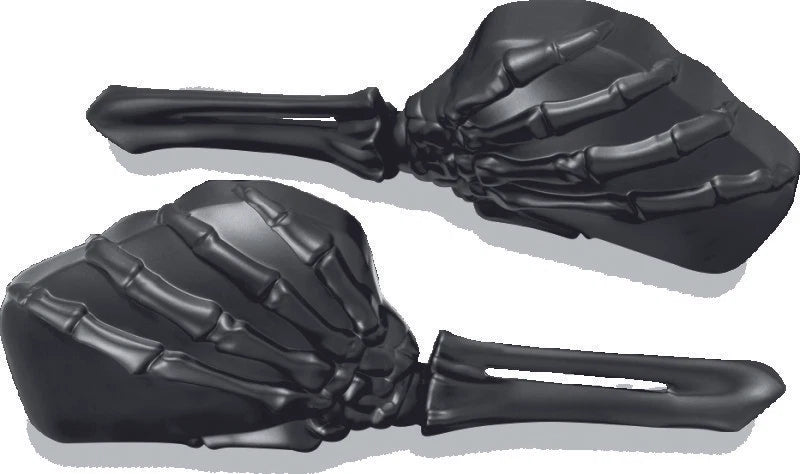 Kuryakyn Skeleton Hand Mirrors Black/Black for Harley Davidson 2000-2024