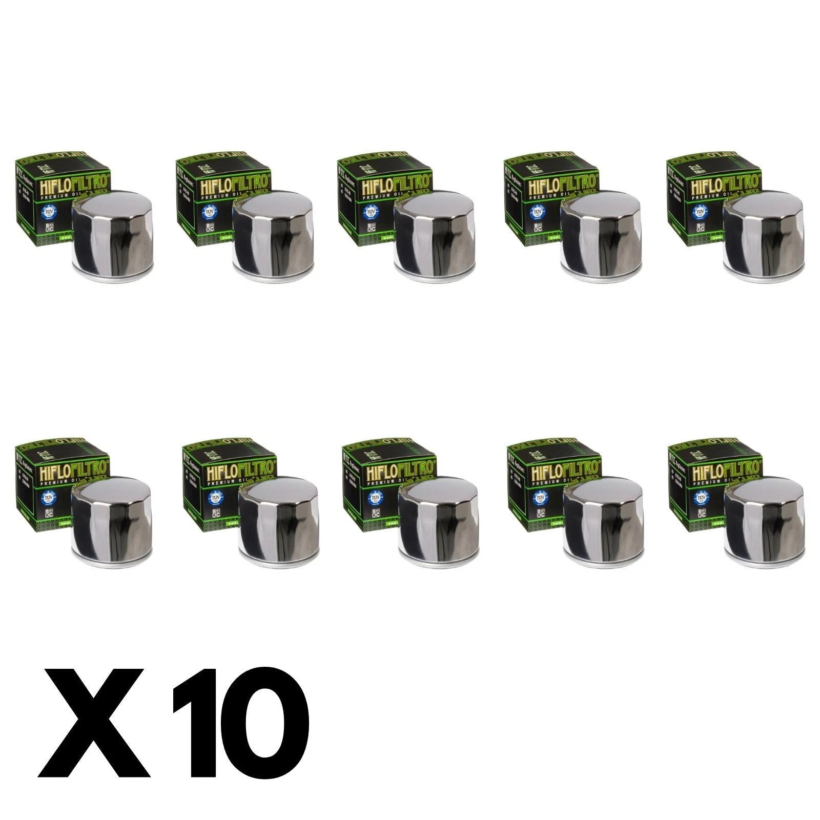 10 Pack Hiflo Chrome Oil Filter for Harley 1340 FXE Series 1982-1983