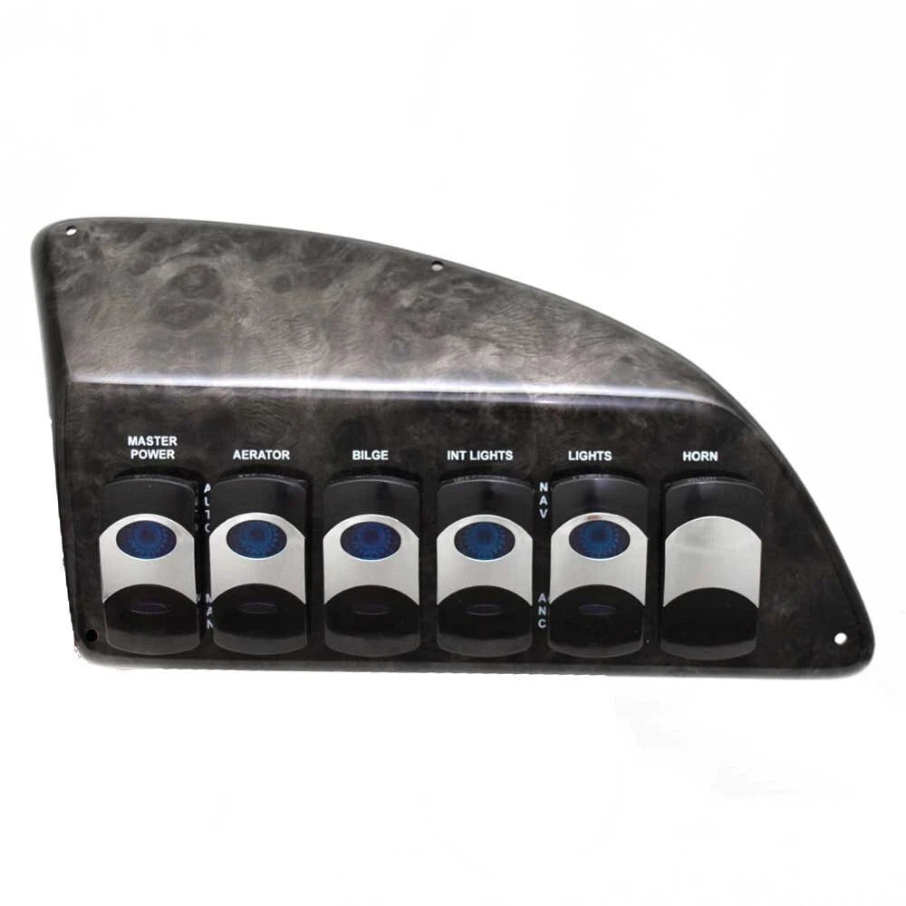 Lund Boat Switch Panel 2098528 - 8 5/8 X 5 Inch Black Faux Woodgrain