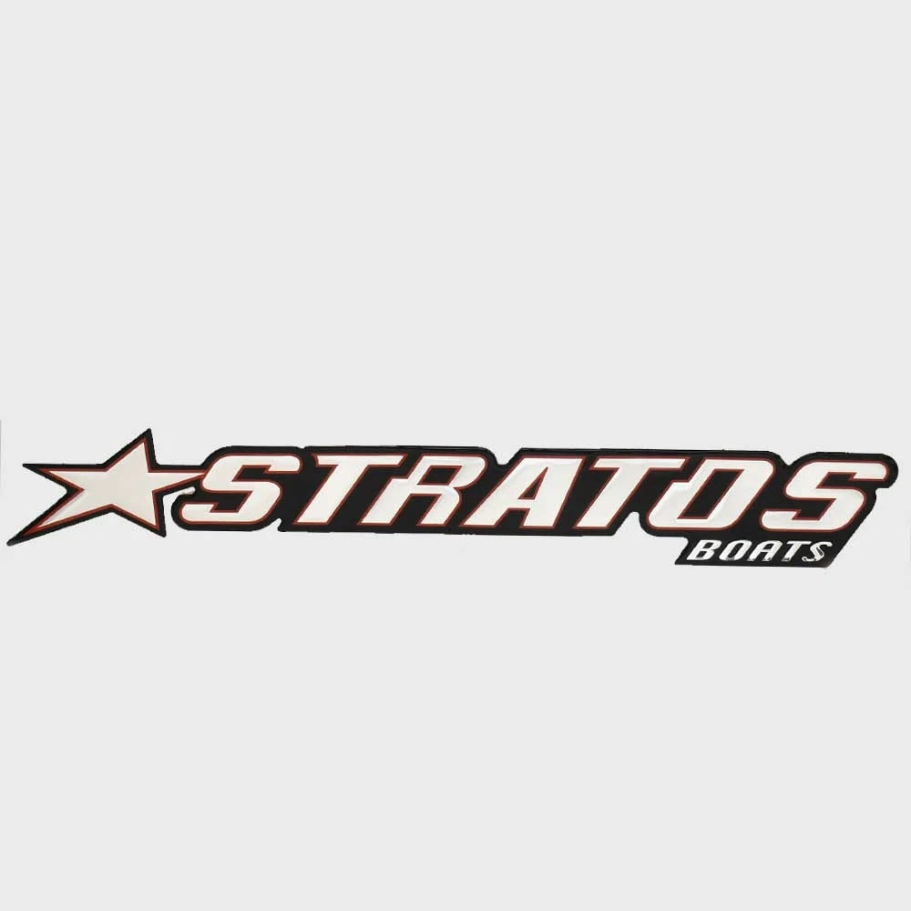 Stratos Boat Logo Raised Decal 7D095 - Mirrored Silver Sticker