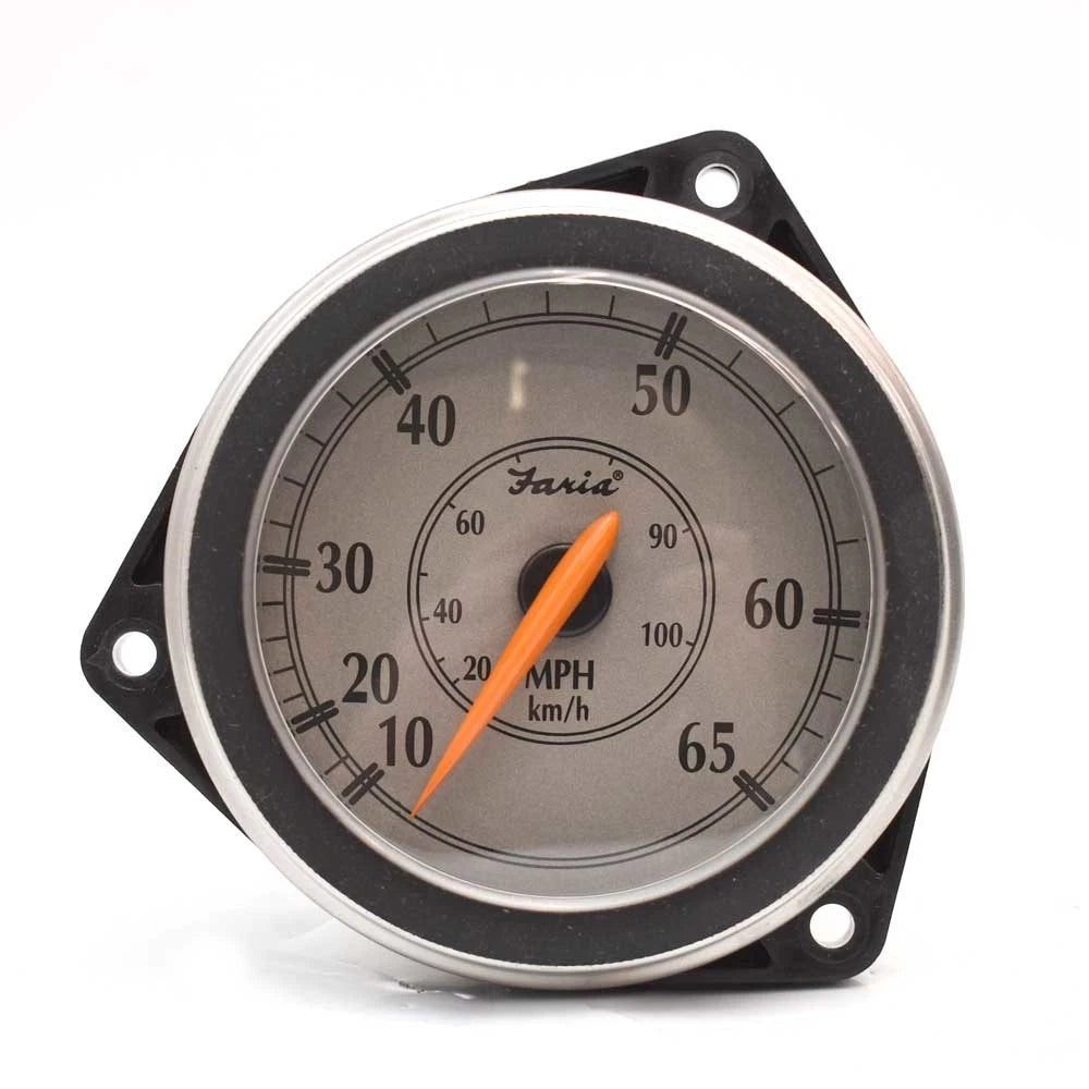 Faria Boat Speedometer Gauge SE9925A - Black Silver 3 1/4 Inch