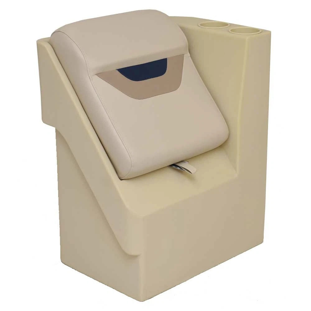 Wise Pontoon Boat Left Lean Back Seat 3407-1872 - Vinyl Khaki Blue