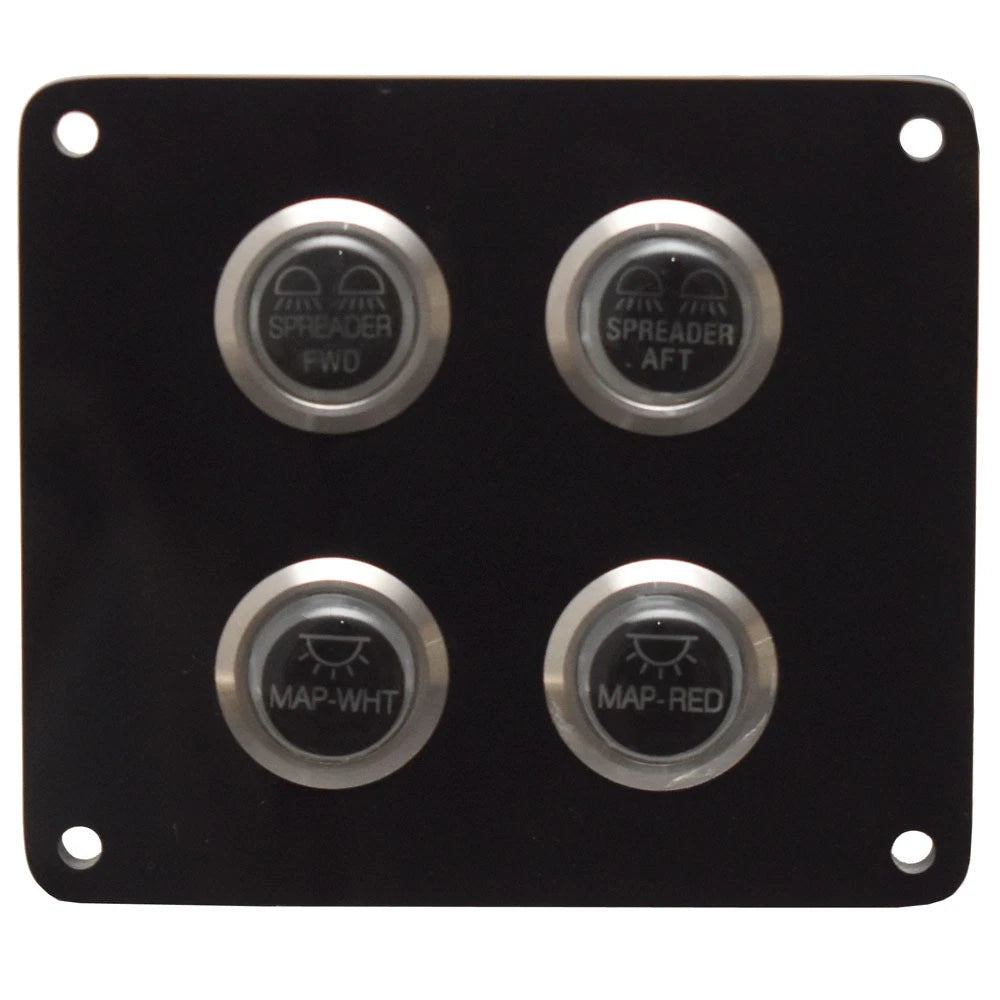 Blue Wave Boat Push Button Switch Panel PPE00014 - Black Acrylic