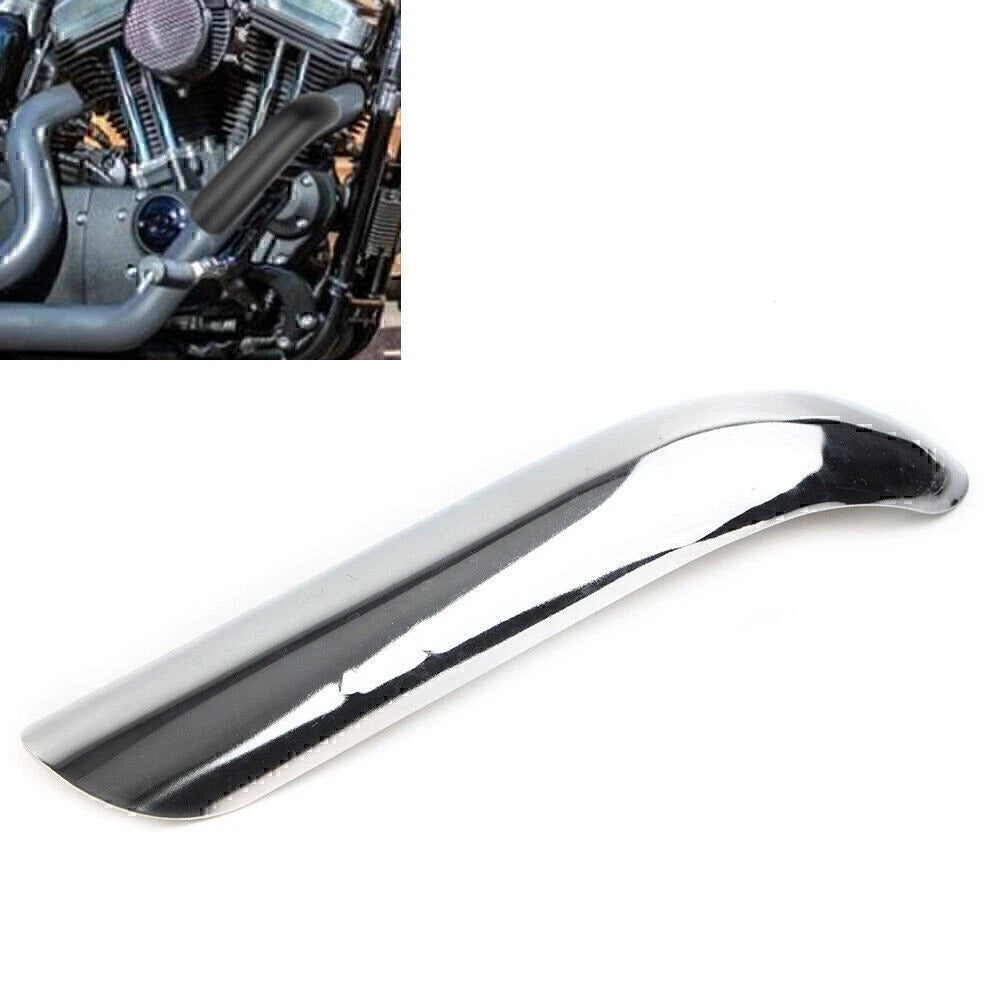 Curved Silver Exhaust Muffler Pipe Heat Shield Cover Steel Heel Guard for Harley