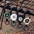 Multitool Carabiner Keychain, 23 6 Retraction, Reinforced Strap, Khaki