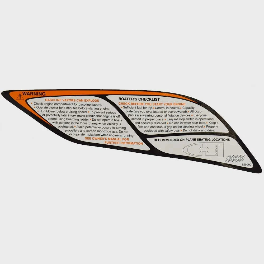 Tracker Boat Warning Decal Sticker 159990 - Checklist Gasoline Vapors