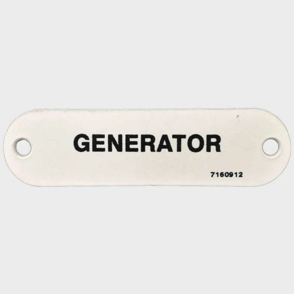 Carver Boat Generator Label 7160912 - 2 3/4 X 3/4 Inch White Plastic