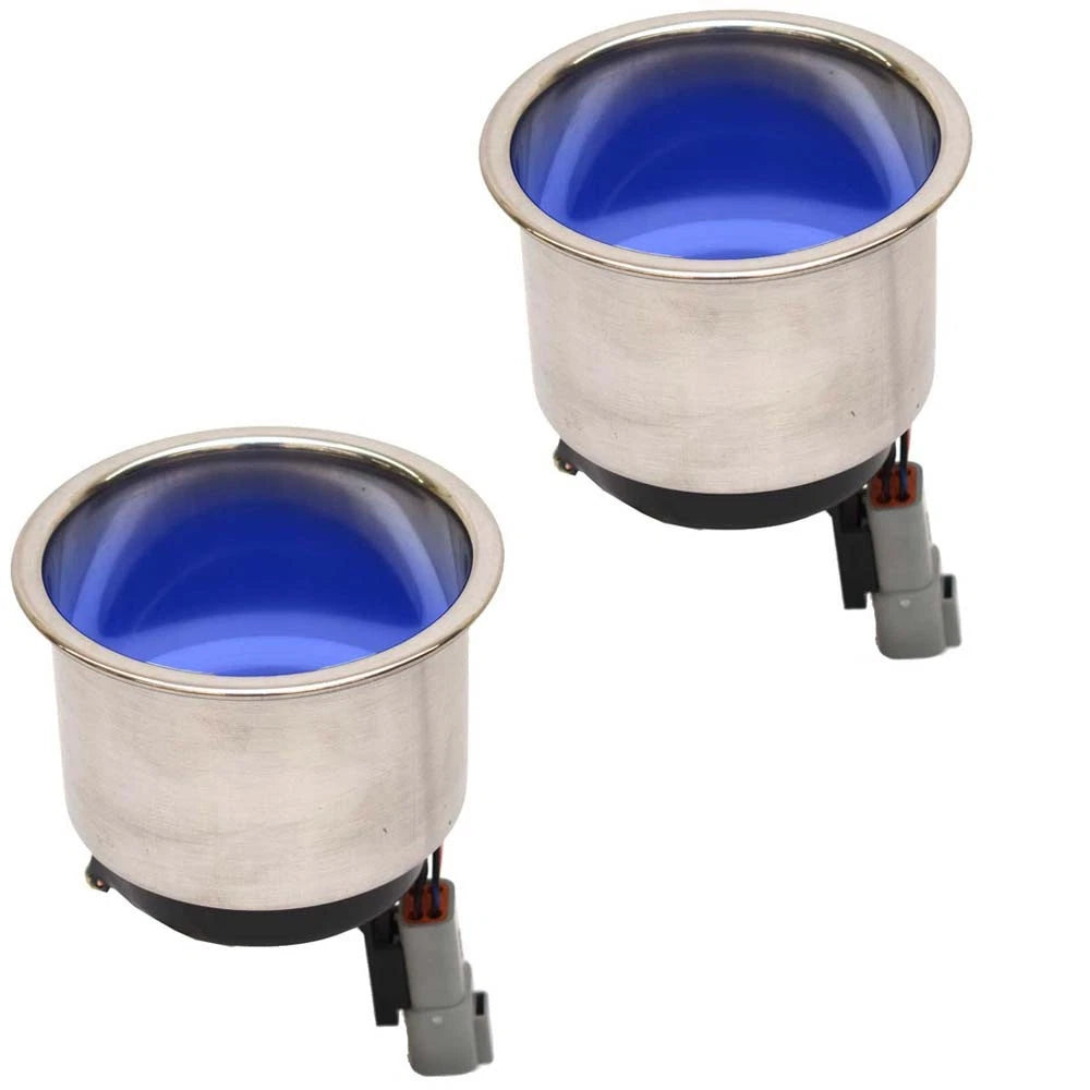 Boat Cup Holder 016386-RGB - LED Illuminated RGB 3 1/2 Inch Stainless (pair)