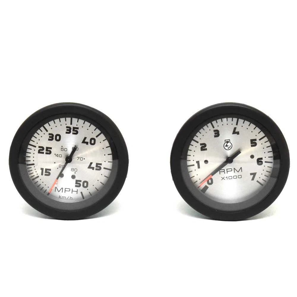 Teleflex Boat Gauge Set 69921 - 69922 Black Silver 3 1/4 Inch