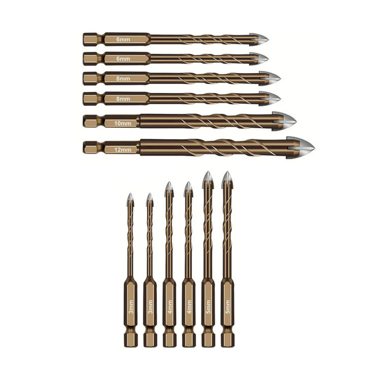 Professional-G Rade 12pcs Carbide Drill Bits for Brick Tile Marble Concrete