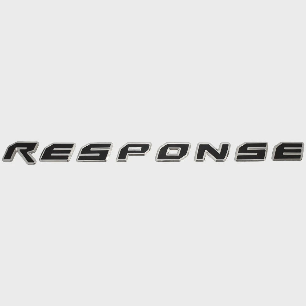Malibu Boat Raised Brand Decal 5992889 - Response Black Silver Plastic