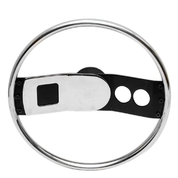 Boat Steering Wheel - Stainless Steel Silver - Black 15 3/4 Inch