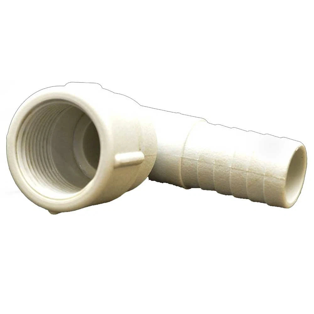 Boat Elbow Hose Connector Fitting - 3/4 X 1 Inch White Plastic
