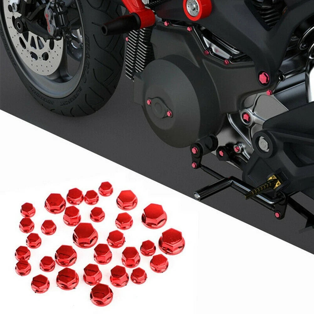 30X SET Hex Socket Bolt Screw Nut Head Cover Cap for Motorcycle Moped Scooter