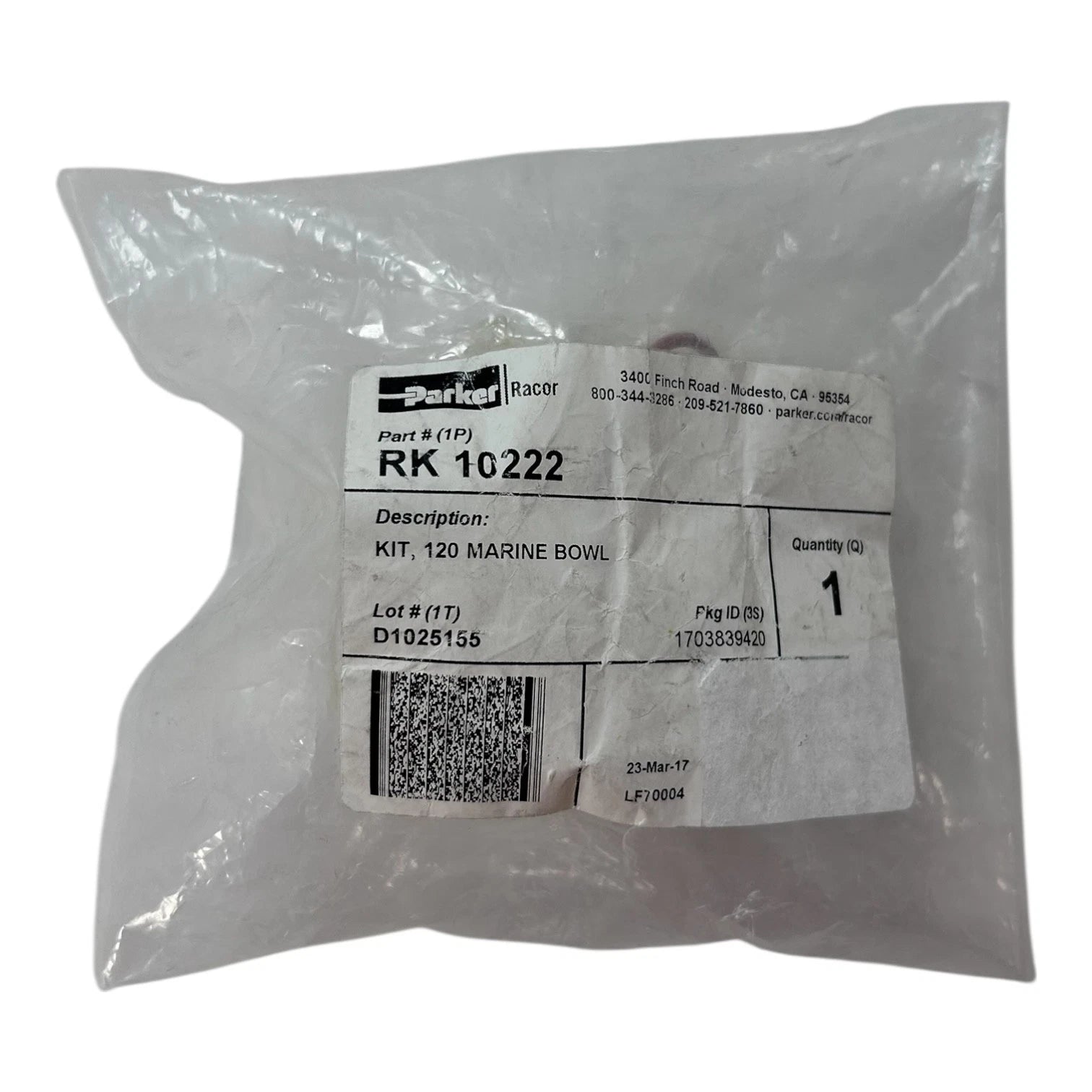 Parker Racor RK10222, 120 Marine Clear Bowl Kit with O-Ring, OEM