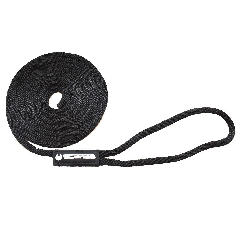 Scarab Boat Dock Line - 3/8 Inch Solid Braid Poly Black (10 FT)